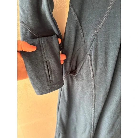 Ibex Merino Wool Hooded Dress Thumbholes Teal Long Sleeve Women S USA - Picture 4 of 9